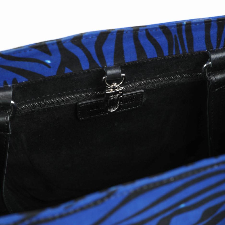 Uzi 33 | Royal Blue Tiger Stripe | Medium Ankara Tote Bag
