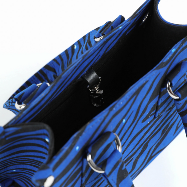 Uzi 21 | Royal Blue Tiger Stripe | Mini Ankara Tote Bag