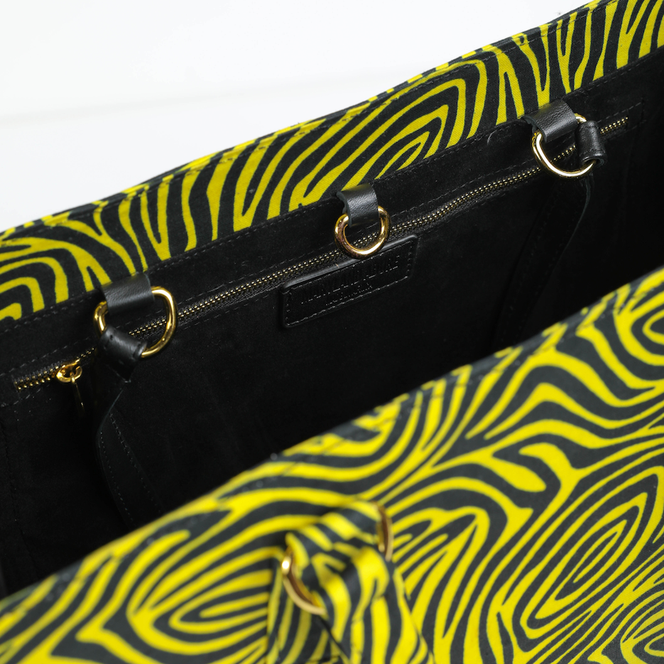 Uzi 40 | Yellow Wood Stripe | XLarge Ankara Tote Bag