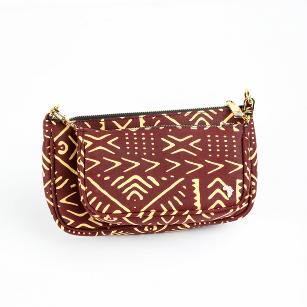 Multi Ama | Brown and Creme Tribal | Ankara Double Bag