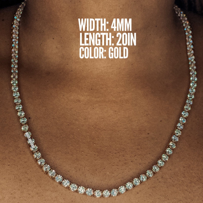 4mm Round Cut Zircon Tennis Necklace | Stainless Steel Jewelry