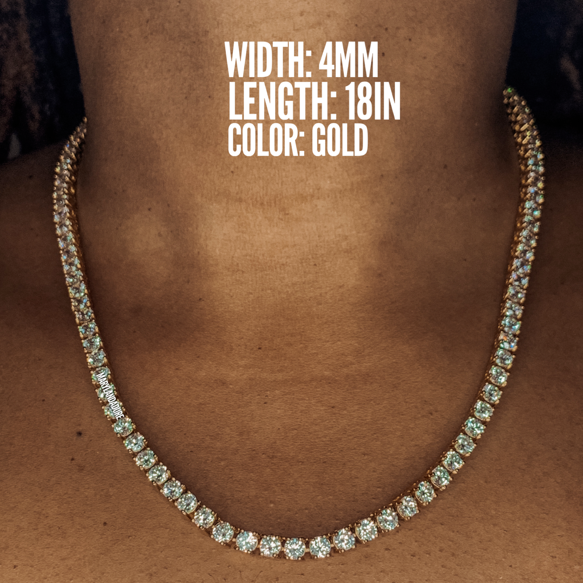 4mm Round Cut Zircon Tennis Necklace | Stainless Steel Jewelry