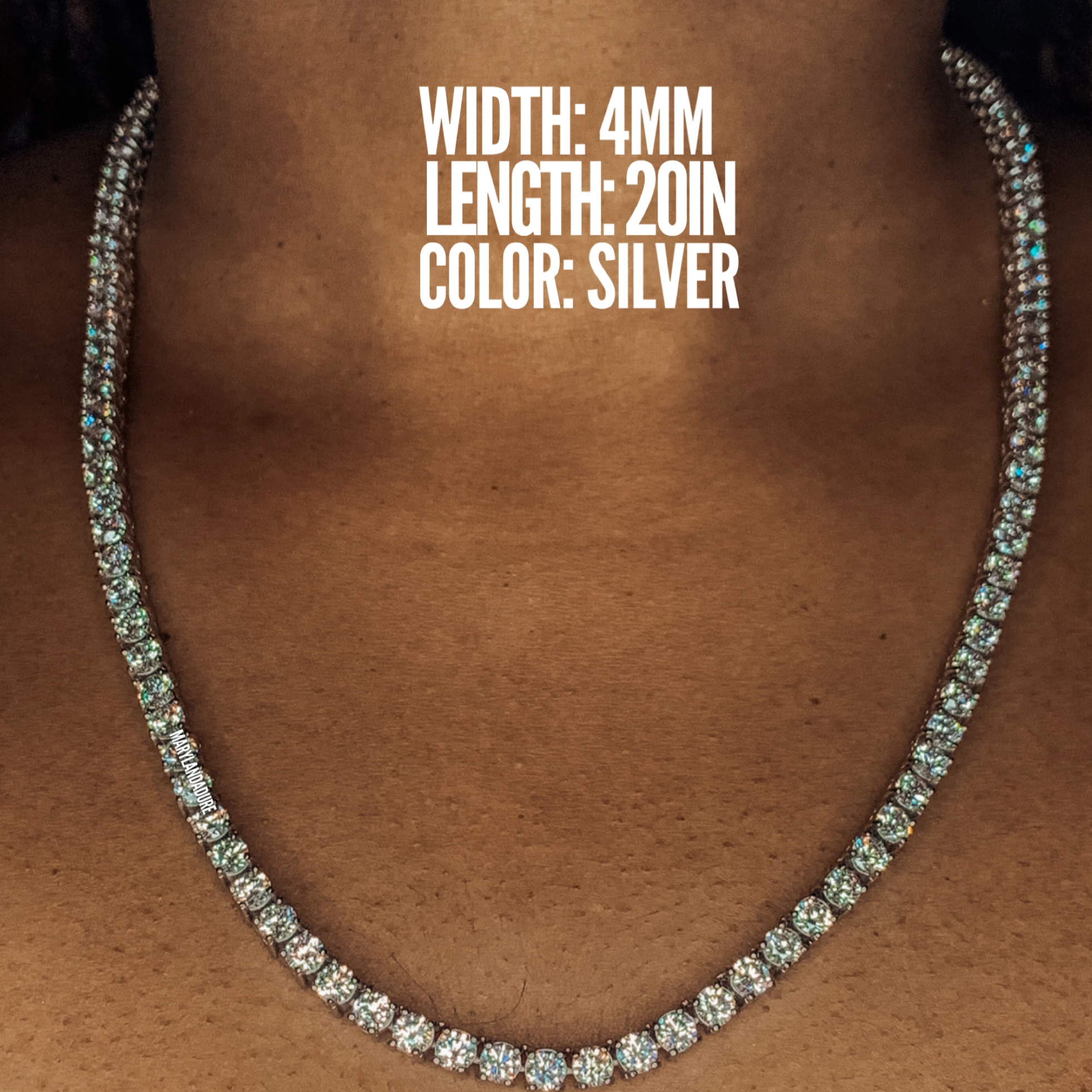 4mm Round Cut Zircon Tennis Necklace | Stainless Steel Jewelry