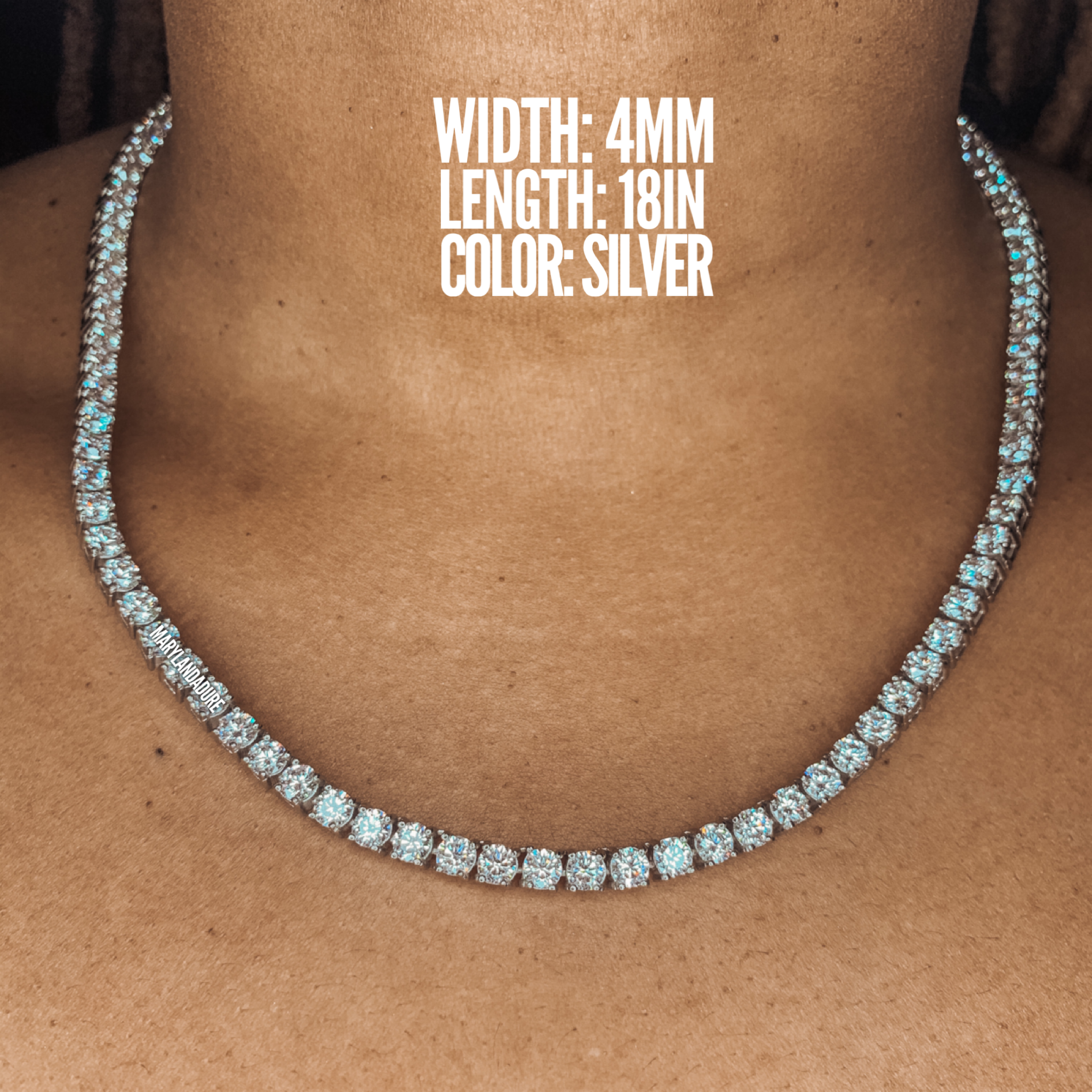 4mm Round Cut Zircon Tennis Necklace | Stainless Steel Jewelry