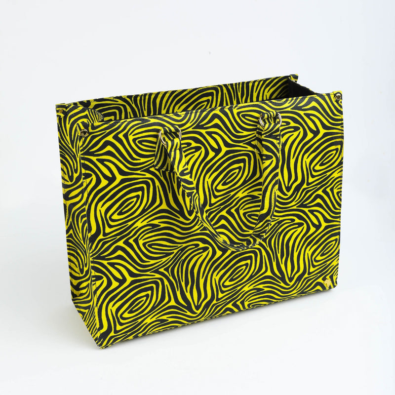 Uzi 40 | Yellow Wood Stripe | XLarge Ankara Tote Bag