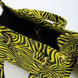 Uzi 21 | Yellow Wood Stripe | Mini Ankara Tote Bag