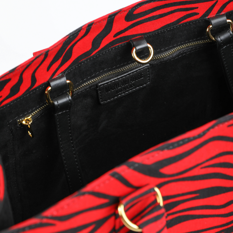 Uzi 40 | Red Tiger Stripe | XLarge Ankara Tote Bag