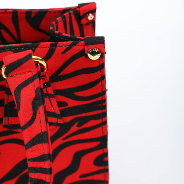 Uzi 21 | Red Tiger Stripe | Mini Ankara Tote Bag