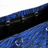 Uzi 40 | Royal Blue Tiger Stripe | XLarge Ankara Tote Bag