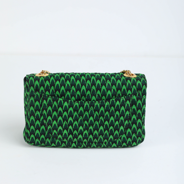 Damini 24 | Green Fishscale | Small Ankara Quarter Flap Bag