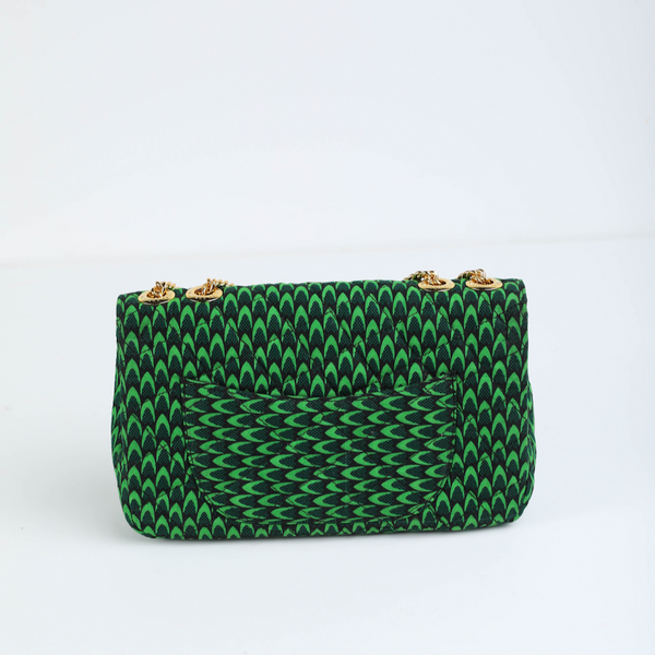 Damini 31 | Green Fishscale | Medium Ankara Quarter Flap Bag