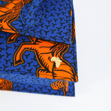 GG 21 | Orange with Royal Blue Jumping Horse | Mini Ankara Trapezoid Top-Handle Bag