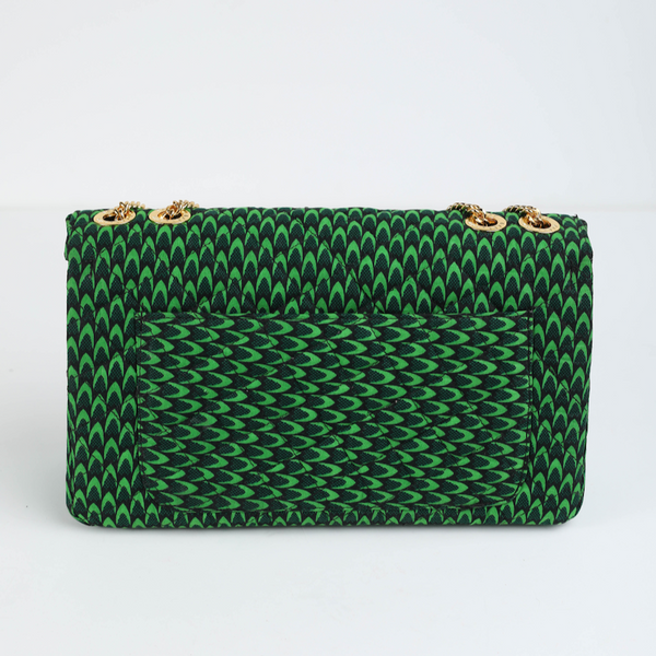 Damini 41 | Green Fishscale | Large Ankara Quarter Flap Bag