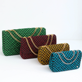 Damini 31 | Mustard Yellow Fishscale | Medium Ankara Quarter Flap Bag