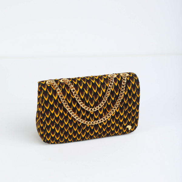 Damini 24 | Mustard Yellow Fishscale | Small Ankara Full Flap Bag