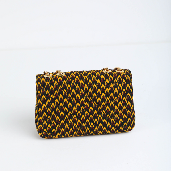 Damini 24 | Mustard Yellow Fishscale | Small Ankara Full Flap Bag