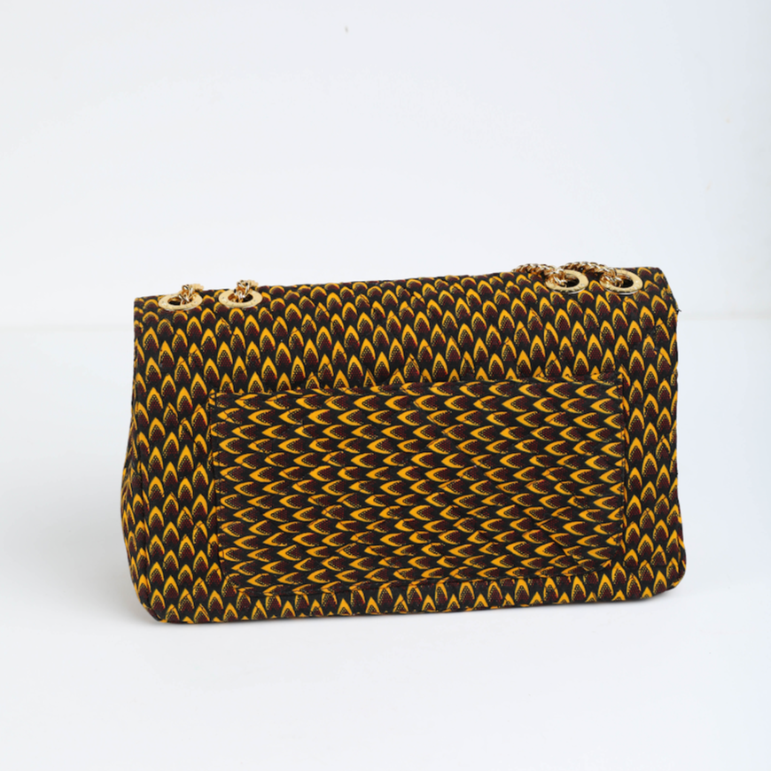 Damini 41 | Mustard Yellow Fishscale | Large Ankara Quarter Flap Bag