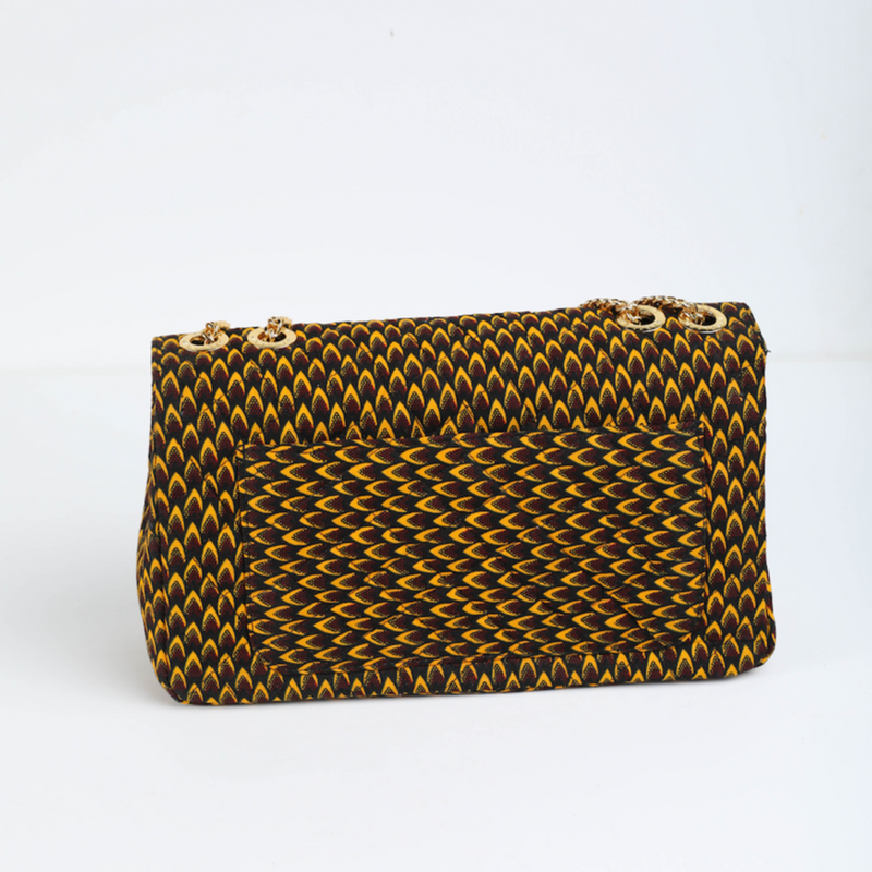 Damini 41 | Mustard Yellow Fishscale | Large Ankara Quarter Flap Bag