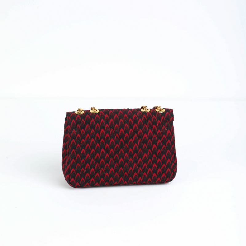 Damini 24 | Red Fishscale | Small Ankara Full Flap Bag