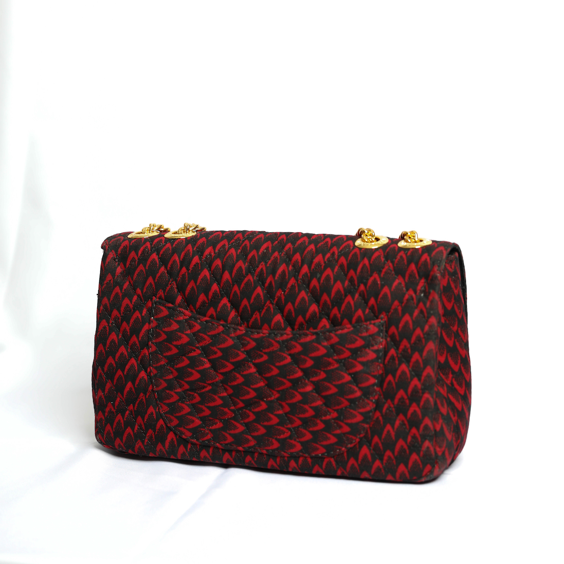Damini 31 | Red Fishscale | Medium Ankara Quarter Flap Bag