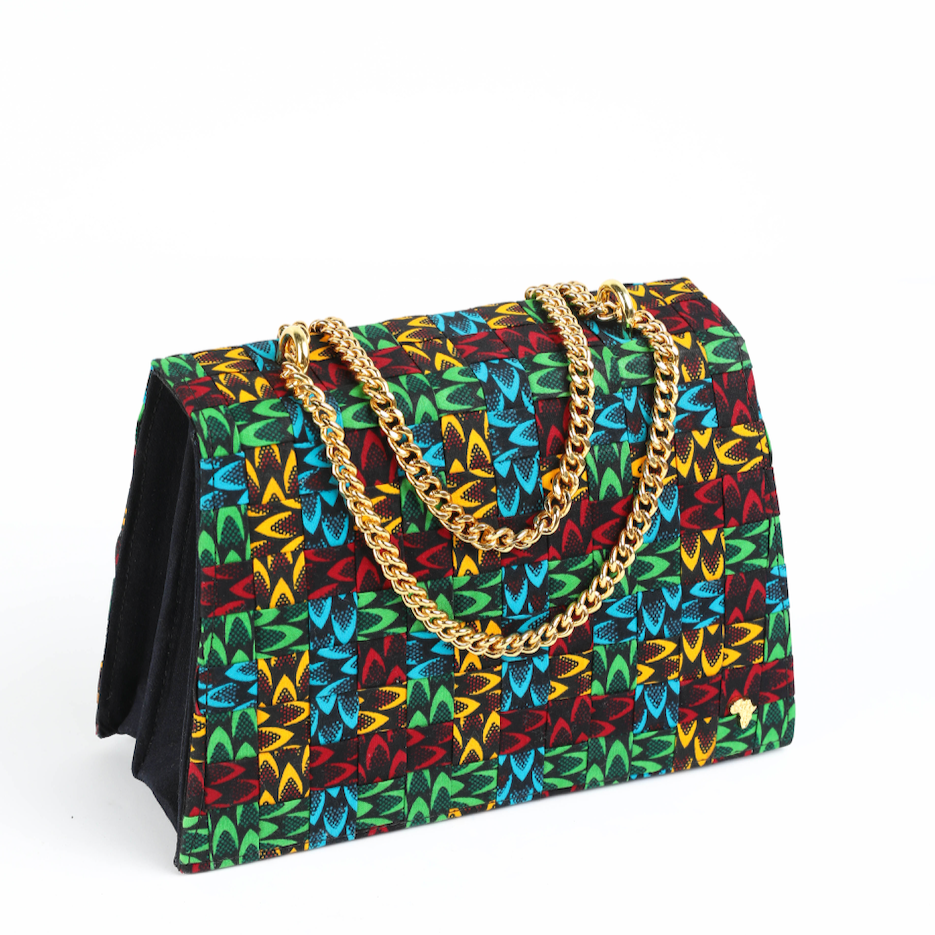 Obie 29 | Mixed Fishscale | Medium Woven Ankara Maximalist Bag