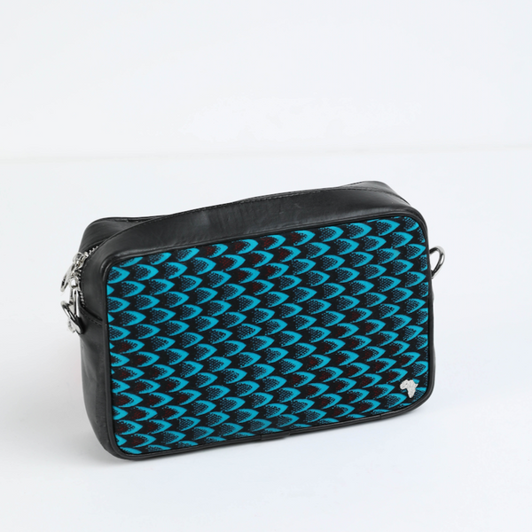 Chidi 23 | Turquoise Fishscale | Unisex Ankara Camera Bag