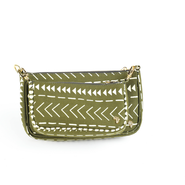 Multi Ama | Olive Green Tribal | Ankara Double Bag