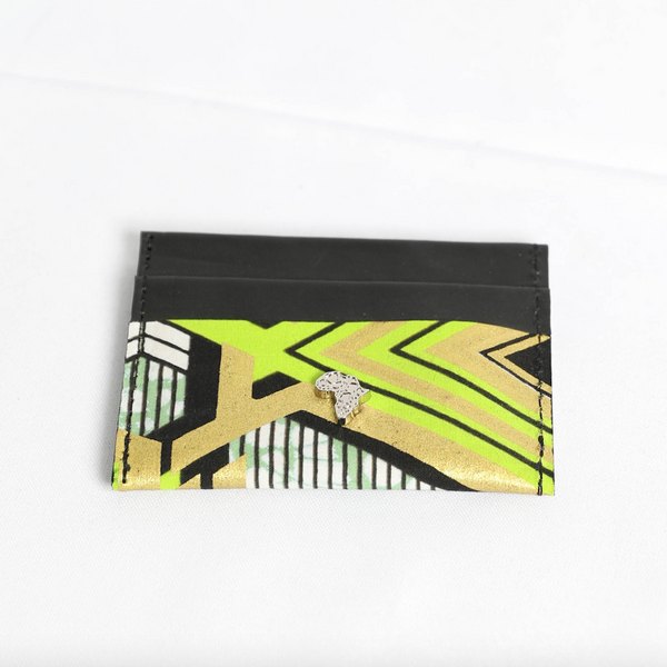 Cardi | Gold with Lime Green Geometrics | Card Wallet