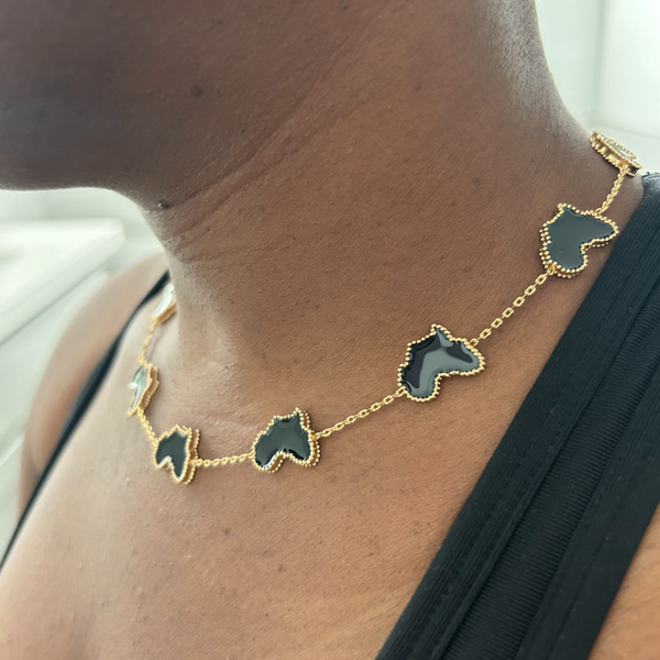 Adaku Macro X | Black Pearl | 10 Motif Africa Choker Necklace