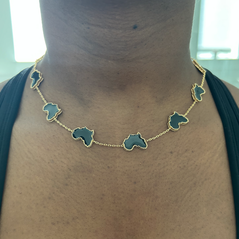 Adaku Macro X | Black Pearl | 10 Motif Africa Choker Necklace