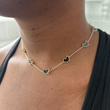 Adaku Micro X | Black Pearl Metal | Mini 10 Motif Africa Choker Necklace
