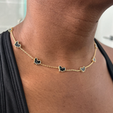 Adaku Micro X | Black Pearl Metal | Mini 10 Motif Africa Choker Necklace