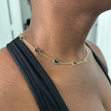 Adaku Micro X | Black Pearl Metal | Mini 10 Motif Africa Choker Necklace