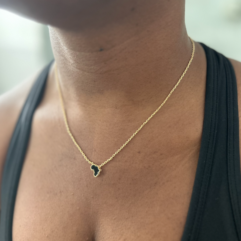 Adaku Micro I | Black Pearl Metal | Mini Africa Necklace