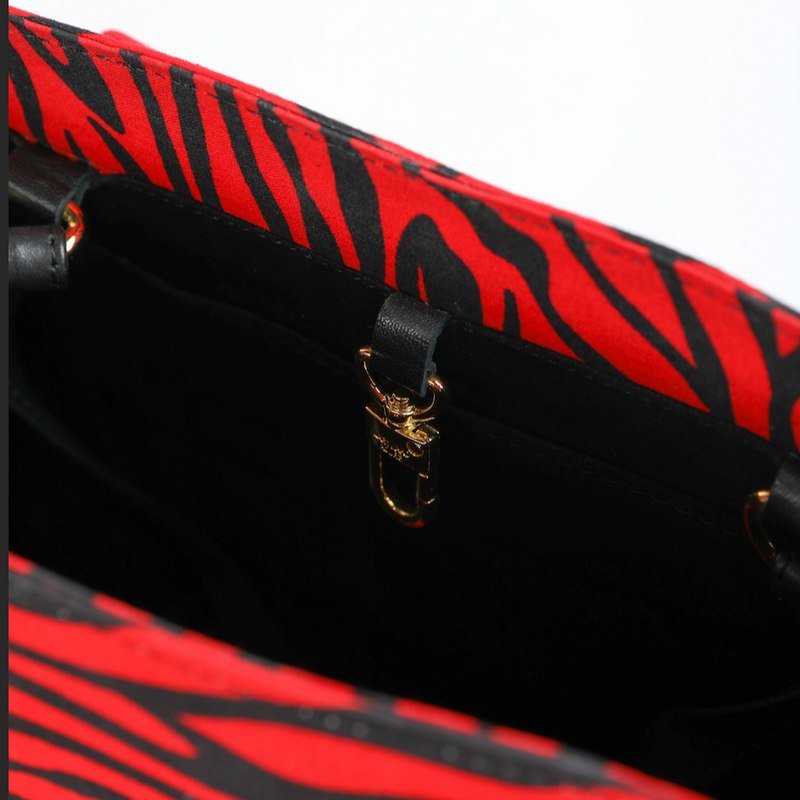 Uzi 33 | Red Tiger Stripe | Medium Ankara Tote Bag