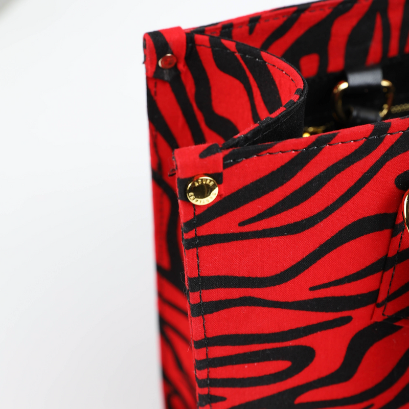 Uzi 33 | Red Tiger Stripe | Medium Ankara Tote Bag