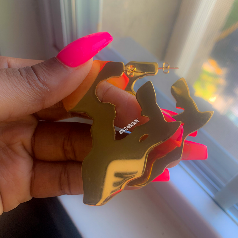 Muva | Medium Africa Map Hoop Earrings