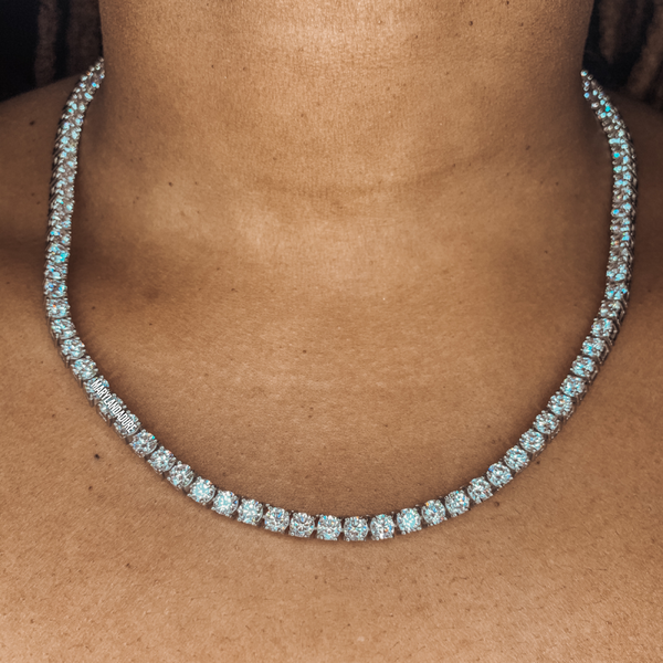 4mm Round Cut Zircon Tennis Necklace | Stainless Steel Jewelry
